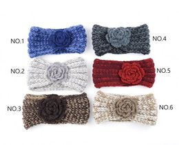 crochet flower headband winter warm knit women girls hairbands ear warmer head wrap turban knit wool knot headband Hair Accessories