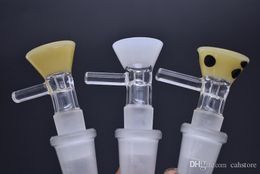 wholesale colorful Glass Bowl Tobacco Herb Dry Bowl Slide For Glass Bongs Pipes 14mm 18mm Male Glass Bowl With Handle for water bong