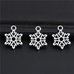 50pcs Silver Color Snowflake Snow Charms Christmas Pendant Findings Accessories DIY Jewelry Wholesale 11.5x15.5mm A3009