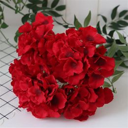 one Artificial Hydrangea bunch Flower Five heads silk hydrangea Branches 14 colors for Home Decorative Wedding Centerpieces