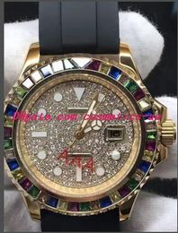3 Style Luxury Wristwatch Black Rubber Bracelet 40MM Rainbow Diamond Watch Automatic Men's Watches New Arrival With Box