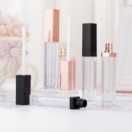 wholesale 5ML Lips Gloss Containers Bottle Empty Square LipGloss Tube Makeup Lip Oil Container Plastic Tubes Black Rose Gold