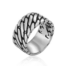 High quality new luxury designer vintage chain titanium stainless steel wide fashion rings Jewellery for men