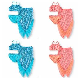 Baby Mermaid Swimsuit Kids Mermaid Tail Sling Panties Swimwear 3 PCS Baby Girls Scale Printing Bikini Set Summer Swimming Beachwear ZYQ197