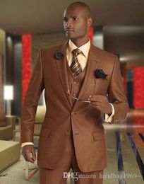 Latest Design Two Buttons Groom Tuxedos Notch Lapel Groomsmen Best Man Mens Wedding Suits (Jacket+Pants+Vest+Tie) D:283