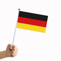 Germany Flag 21*14cm hand waving flags Japan National Flag Polyester Flag With Plastic Flagpoles