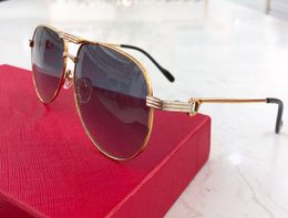 Wholesale- Luxury Designer Sunglasses Metal Pilot Frame Glasses Handmade Wood Eyewear Lens Laser Top Quality UV400 protection With case