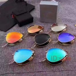 Luxury-Gold Silver Folding Polarized Men Women Luxury Designer Sunglasses Vintage Sport Sun Glasses Des Lunettes De Soleil Case Box