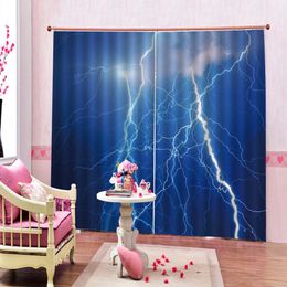 Custom 3d Curtain Thunderbolt and Aesthetic Pictures Decorative Interior Beautiful Blackout Curtains