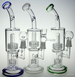 Cheap 9"glass bong factory outlets GLASS ART brand recycler bubbler oil rig with tyre birdcage perc water pipe 14.4mm joint
