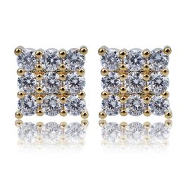 Hiphop Gold Plated Earrings For Men Bling Cubic Zirconia Hip Hop Ear Studs Gem Silver Plated Jewellery Gift