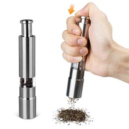 15X2.7cm Stainless Steel Pepper Grinder Portable Manual Pepper Muller Seasoning Grinding Milling Machine Customizable LOGO