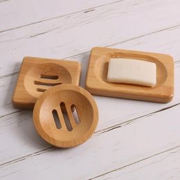 100pcs Natural Bamboo Soap Dish Simple Bamboo Soap Holder Rack Plate Tray Bathroom Soap Holder Case 3 Styles#2386115