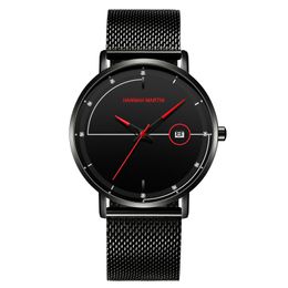 New 316 Stainless Steel Watch Band Men Wach Simple Style Black 4 Colour Quartz Movement Daily Waterproof Watch 40mm