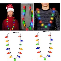 Bulb LED Flashing Necklace Light Bulbs Flashlight Luminous Christmas Decorations Charm Party Favour Gift Supplies