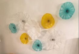 Custom Flower Plates Wall Art Hand Blown Lamps Bowl /Platter Murano Glass Plate Mix Color Design