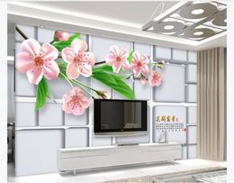 Customized 3d mural wallpaper photo wall paper Flower Blossoms 3D Living Room TV Background Mural Home Decor wall paper for walls 3d