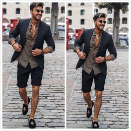 Summer Black Mens Groom Wedding Suits Groom Slim Fit One Button Shawl Lapel Formal Work Prom Office Blazer Jacket(Jacket+Pants)