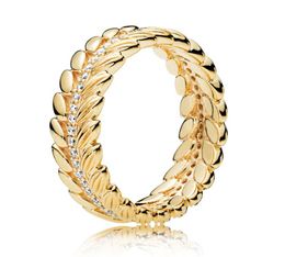 Luxury 18K Yellow Gold Grains of Energy Ring Original Box for Pan-dora 925 Sterling Silver Shine grain Ring Women Wedding Gift W177