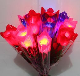LED Light Up Rose Flower Glowing Valentines Day Wedding Decoration Fake Flowers Party Supplies Decorations SN2458
