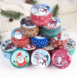 Christmas Tinplate Candy Can Merry Christmas Gift Storage Box Biscuit Jar Big Belly Can Xmas Wedding Candy Storage Box