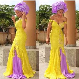 abendkleider Nigerian Evening Dresses Long Lace Mermaid robe de soiree abiye Formal Gown Evening Dress Mixed Colors Custom Made