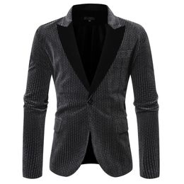 Men's Stylish Casual Patchwork Blazer Business Wedding Party Outwear Coat Suit Tops dropshipping sobretudo masculino #3