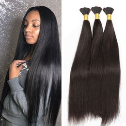 9a Human Hair Bulk No Attachment Brazilian Straight Hair for Braiding 3pcs