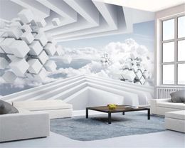 3d Wallpaper White Expanded Space Blue Sky and White Clouds 3d TV Background Wall HD Superior Interior Decorations Wallpaper