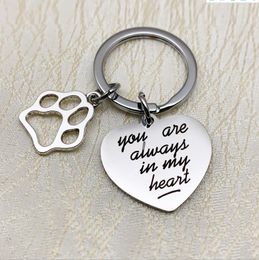 Personalized Pet Dog Tags Memorial Anti-lost Engraved Name Phone You Are Always In My Heart Pet Keyring