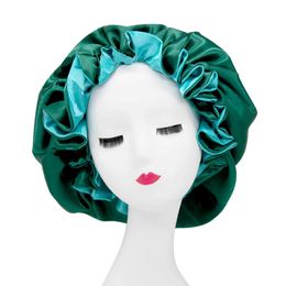 2021 New SATIN BONNET Large Night Hat Double Side Wear Women Head Cover Sleep Caps Headwear Wake Up Perfect Daily