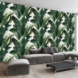 Custom Photo Green Plant Banana Leaf Waterproof Canvas Painting Modern Living Room Bedroom Background Large Mural Wallpaper 3D