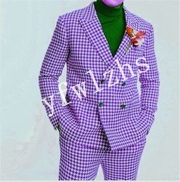 Popular Double-Breasted Groomsmen Peak Lapel Groom Tuxedos Men Suits Wedding/Prom Best Man Blazer ( Jacket+Pantst+Tie) Y88
