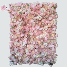 Very 3D Artificial Flower Wall And Fake Flowers Row Austin Roses And Crab Claw Chrysanthemum Wedding Background Decoration GY783