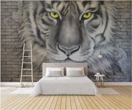 Custom photo wallpapers for walls 3d mural for living room 3D relief tiger brick wall background wall mural papers home decor