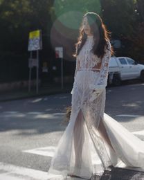 2020 Arabic Aso Ebi Plus Size Luxurious Lace Beaded Wedding Dresses Mermaid High Neck Bridal Dresses Vintage Wedding Gowns ZJ0344