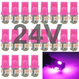 Lot Wholesale 1000pcs DC 24V Pink Car T10 Led Wedge 168 194 Light 5smd 5050 T10 Bulbs for Car Truck SUV Dome Map Door License Plate Light