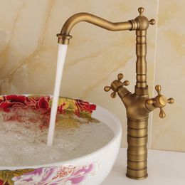 Basin Faucet Modern Tall Bathroom Sink Mixer Tap Brass Antique Wash basin Faucet Single Handle Single Hole Crane For Bathroom