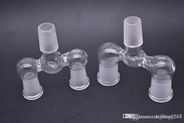 Double Glass adapter 14mm Male to Twin 14mm Female 18mm Male to Twin 18mm Female for Glass water Bong pipe