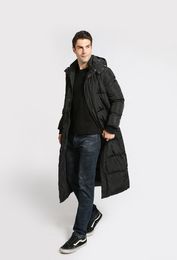Down Parkas Winter X-Long Jacket Men Down Coats Jackets Hooded Thicken Warm Outerwear Overcoat Large Size Black Tops 3XL 2XL