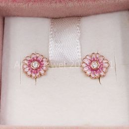 Pink Daisy Flower Stud Earrings Authentic 925 Sterling Silver Studs Fits European Pandora Style Studs Jewellery Andy Jewel 288773C01