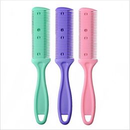 Hair Razor Comb Handle Hair Razor Cutting Thinning Comb Home DIY Trimmer with Blade Hair Brush Trimmin Salon