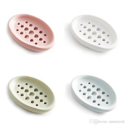 Silicone Soap Dish Silicone Soap Holder Case Dishes hollowed Home Travel Drain Toilet Lid Bathroom Storage Box Wash Shower LZ1659