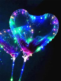 LED Flashing Bobo Ball Heart Star Shape Luminous Balloon with 3M String Lights 70cm Pole Balloon Xmas Wedding Party Decoration Hot Toys 08
