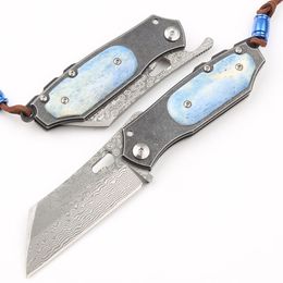 Promotion Ball Bearing Damascus Folding Knife Damascus Steel Tanto Point Blade Bone & Stainless Steels Handle EDC Pocket Knives