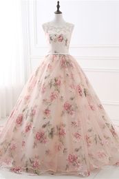Pretty See Through Design Prom Gowns Flowers Pattern Evening Party Dress for Special Occations Custom Made