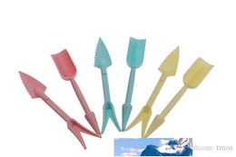 Wholesale DHL FREE Mini Garden Tools Set 4 in 2 Plastic Rakes Puncher Spoon Shovel for Succulents Planting Gardening Seeds planters