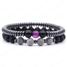 New Fashion Handmade Colorful Natural 8MM Bead Bracelet High Quality Agate Stone Bracelet 2PCS/Set