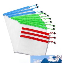 Reusable Mesh Produce Bags 12pcs/set Washable Eco Friendly Bags for Grocery Shopping Storage Fruit Vegetable Bag OOA7417-7