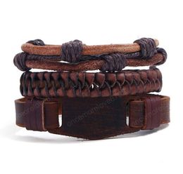 Hot sale Men's genuine leather bracelet DIY Retro Leather Bracelet Combination suit Bracelet 3styles/1set